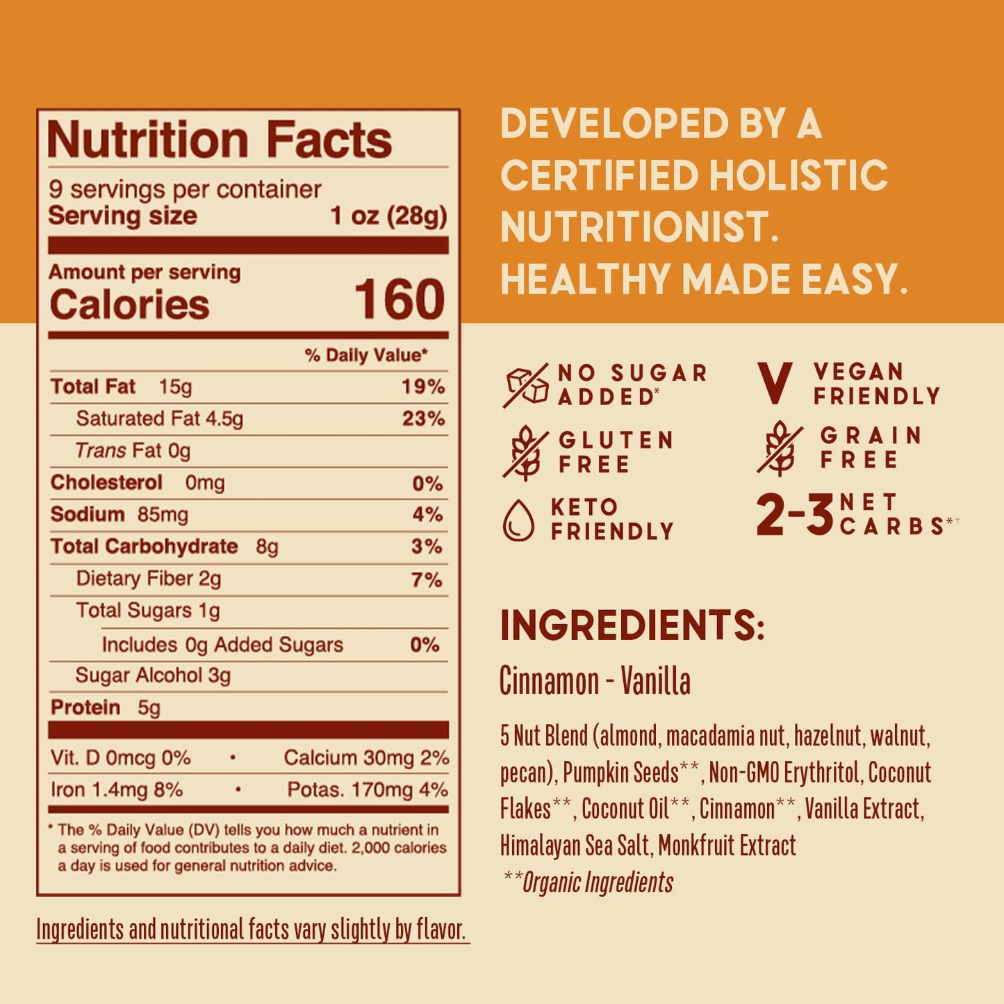 Better Than Provisions 5 Nut Grain-Free Granola, Keto Food, Combo Pack Cinnamon Vanilla, Pumpkin Spice Apple, Cacao Cayenne Goji, 5-Nut Blend, Pumpkin