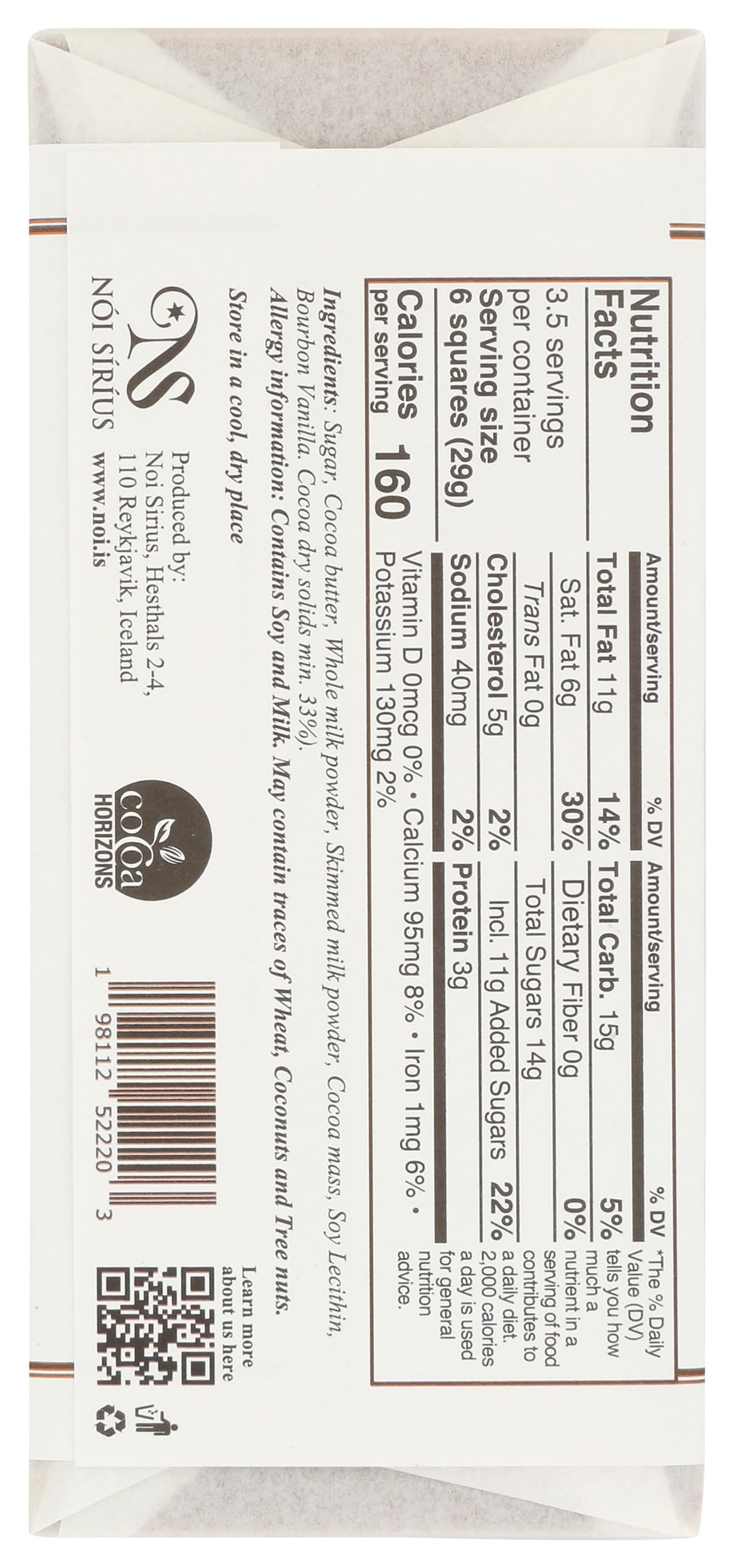 NOI SIRIUS, 33% Milk Chocolate Bar, 3.53 Ounce