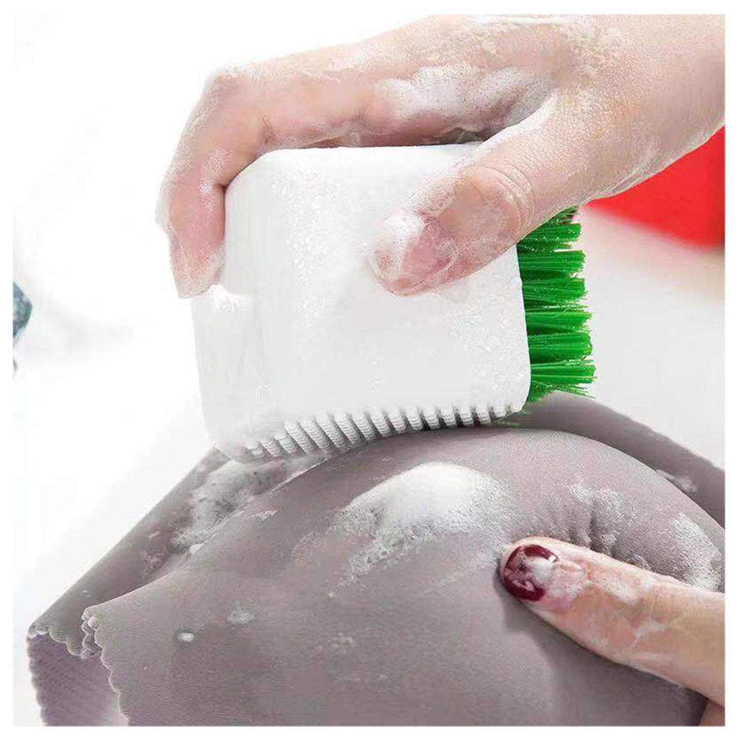 2 Pack Silicone Laundry Brush Scrub Multi-use Household Cloth Washing Brush Dual-use Scrubbing Brush for Clothes Underwear Shoes, Plastic Soft