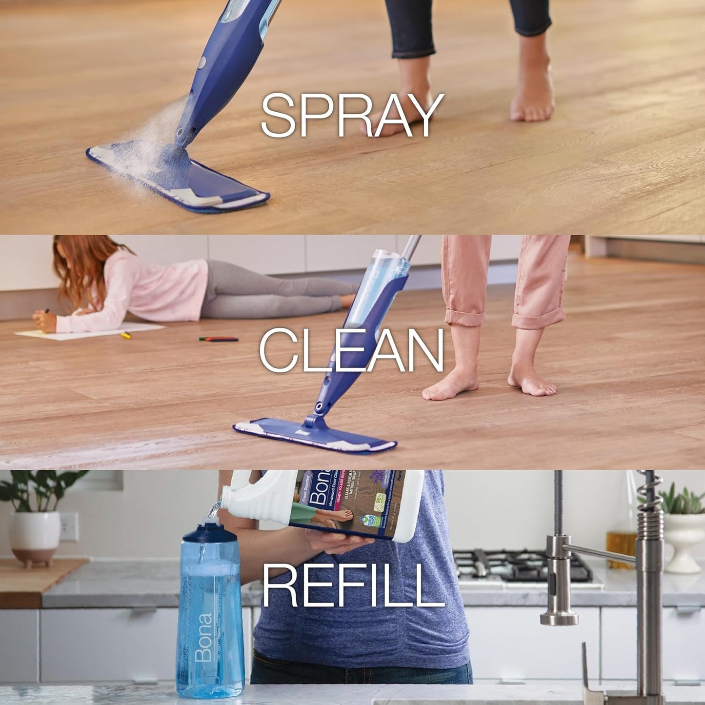 Bona Hardwood Floor Cleaner Refill - 128 fl oz - Lavender Thyme Scent - Residue-Free Floor Cleaning Solution Spray Mop and Spray Bottle Refill