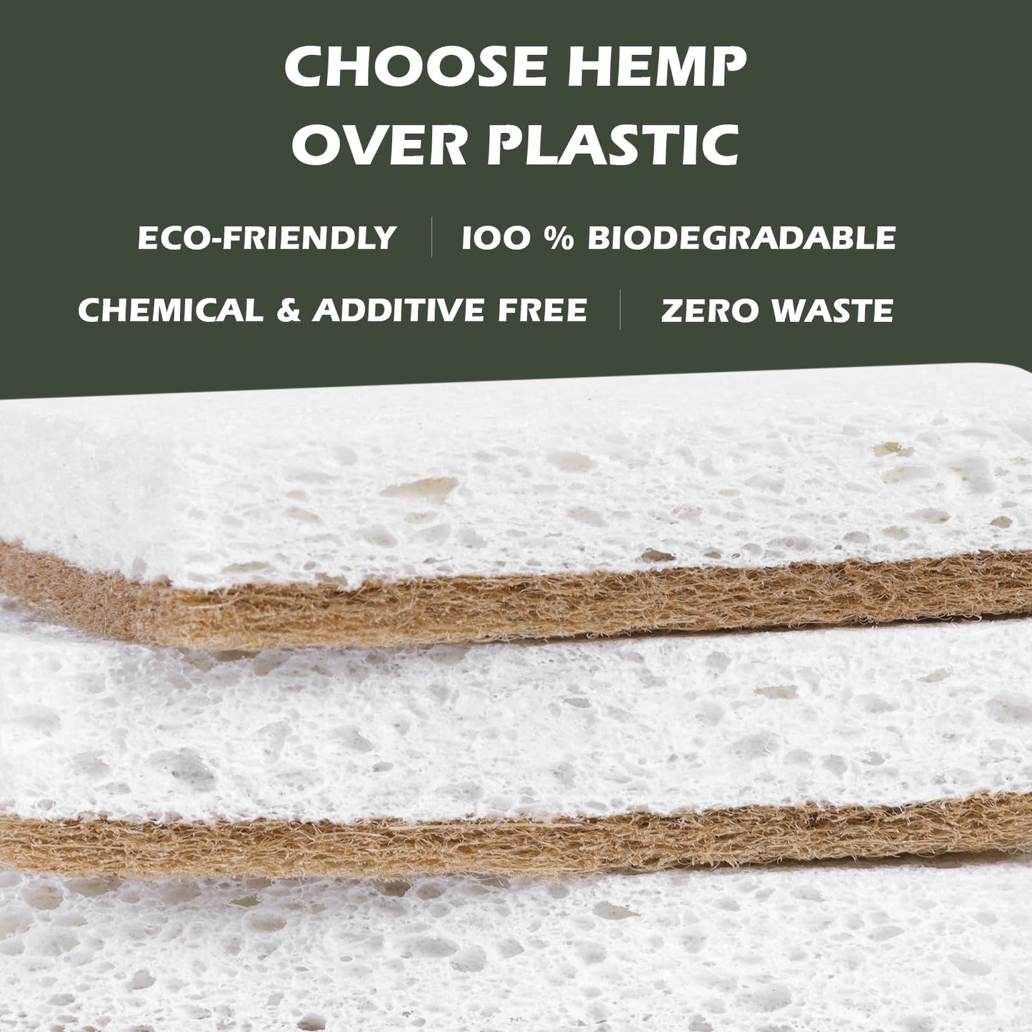 Isshah Plant-Based Kitchen Sponges - FSC Certified and PETA Approved, Natural, Eco-Friendly, Biodegradable Sisal Hemp Sponges for Dishes, Cleaning