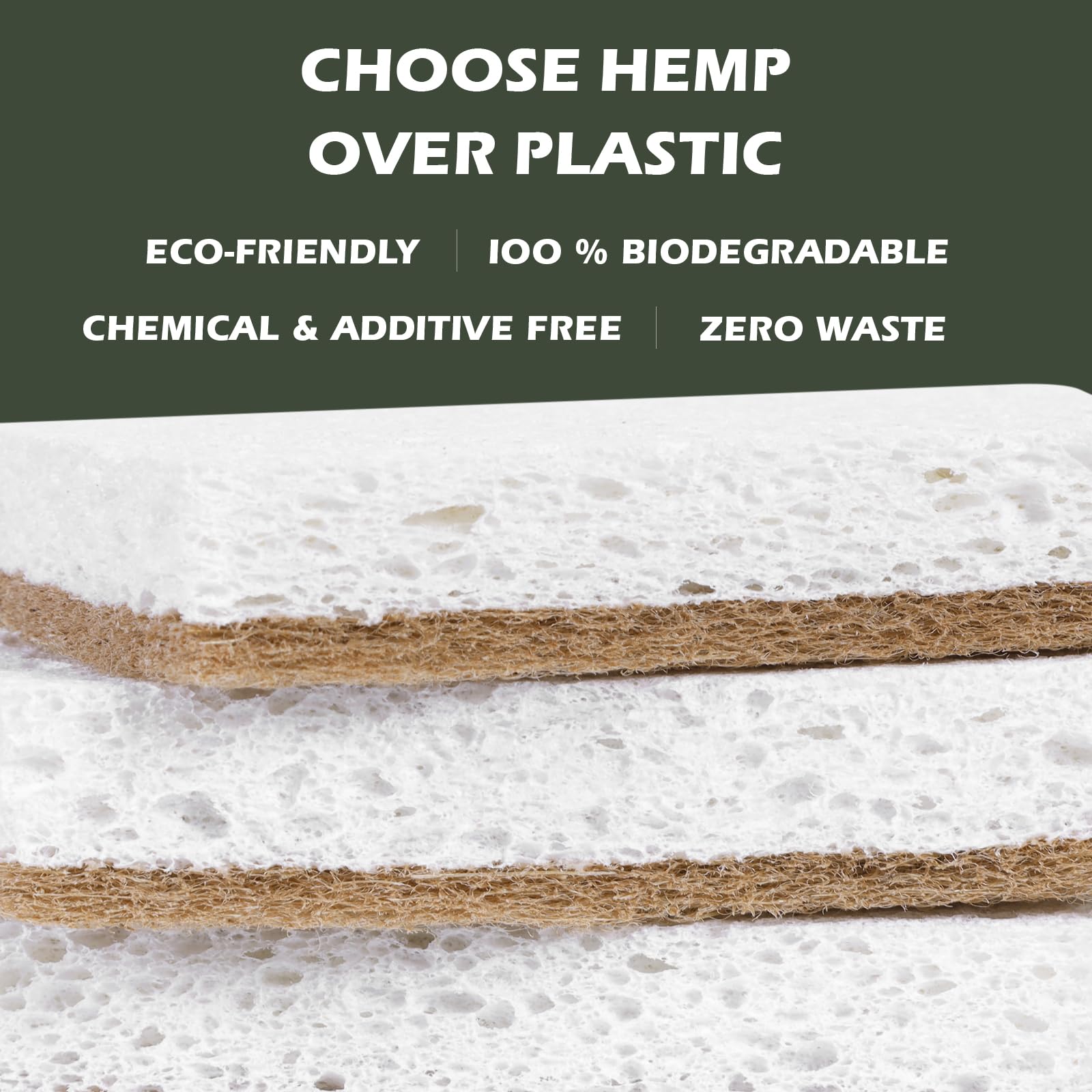 Isshah Plant-Based Kitchen Sponges - Natural, Eco-Friendly, Biodegradable Sisal Hemp Sponges for Dishes, Cleaning Sponge for Kitchen, Bathroom