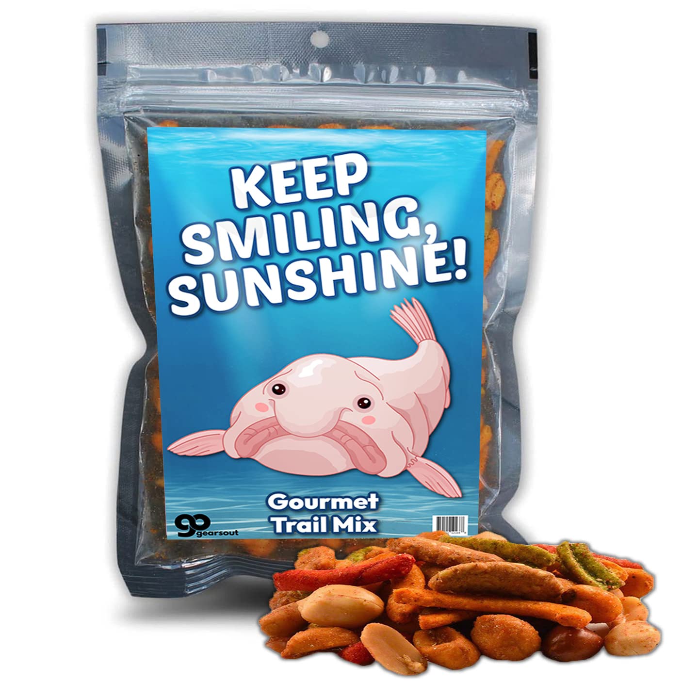 Keep Smiling Sunshine Trail Mix - Funny Gag Gift for Teens - Son and Daughter Gift - Unique Snack Gift Basket Ideas - Blobfish Encouragement Hang in