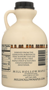 Mill Hollow Maple Organic Very Dark Grade A Maple Syrup, 1 QT