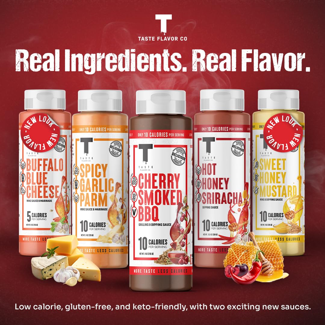 Taste Flavor Co. Wing Sauce and Marinade, Great Tasting, Keto Friendly, Low-Calorie Sauce (Hot Honey Sriracha)