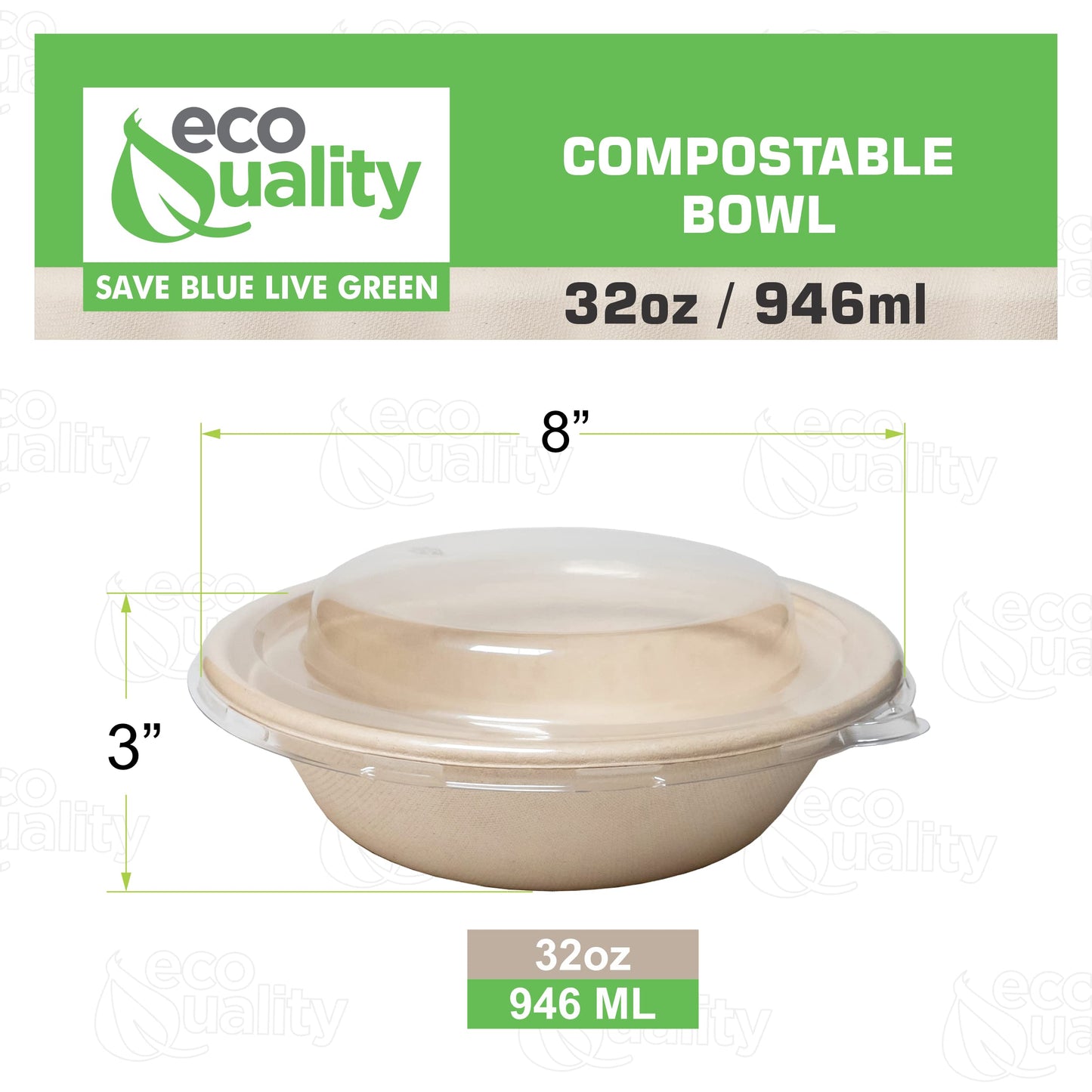 [25 Pack] 32 oz Round Disposable Compostable Paper Bowls with Dome Lids Heavy-Duty, Eco-Friendly Natural Bagasse Unbleached, Heat Resistant, 100%