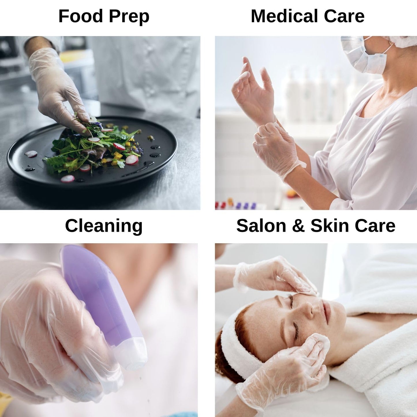 HCS Clear Vinyl Gloves - Medium Gloves Disposable, Latex-Free, Powder-Free - Vinyl Disposable Glove, Cooking, Food Prep, Cleaning - Medical Exam