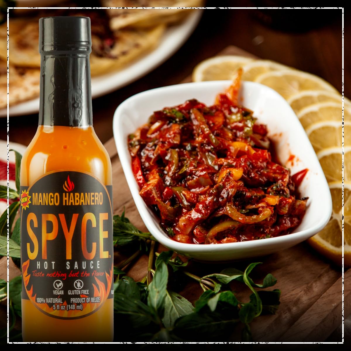 SPYCE Habanero Hot Sauce, Vegan, Gluten Free, Low Sodium, Non-GMO, No MSG, No Sugar, No Filler (5 oz, Mango Habanero)