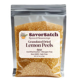 SavorSatch Lemon Peel Granules - 6oz Resealable Pouch | Certified Kosher, GMO-Free, Allergen-Free | Bulk Citrus Zest for Seasoning, Rubs, Marinades