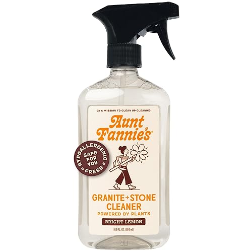 Aunt Fannie's Granite and Stone Cleaner, Plant Based Daily Countertop Spray for Granite, Stone, Marble, Soapstone, Quartz, Slate, Laminate, and other