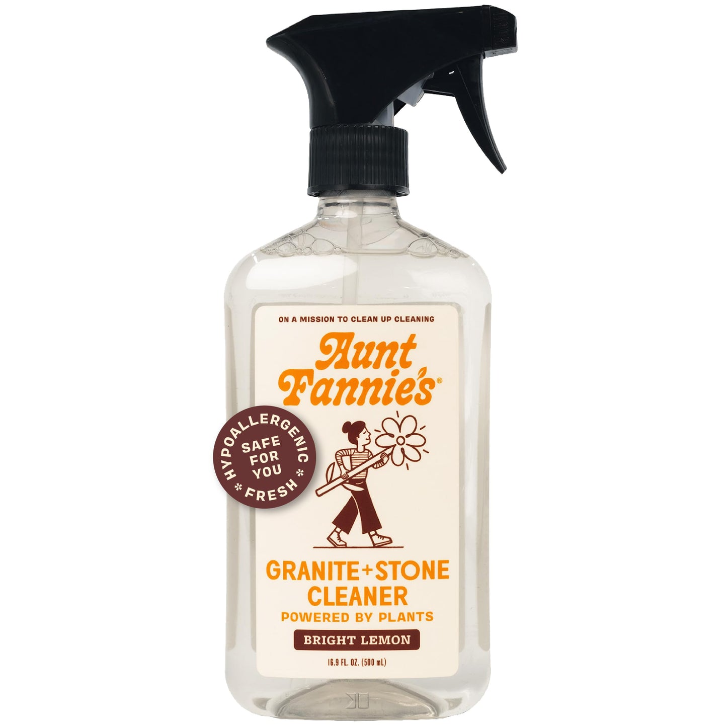 Aunt Fannie's Granite and Stone Cleaner, Plant Based Daily Countertop Spray for Granite, Stone, Marble, Soapstone, Quartz, Slate, Laminate, and other