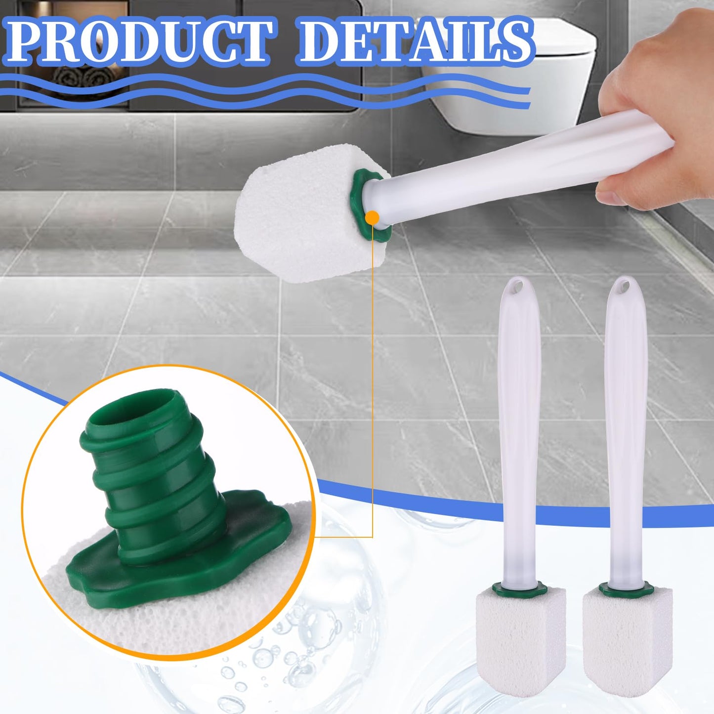 Mkhaslri 26 Pcs Toilet Pumice Stone with Long Handle Toilet Bowl Cleaner Brush Wand Refills Pumice Stone Block Deep Cleaning Remover Tool for Pool