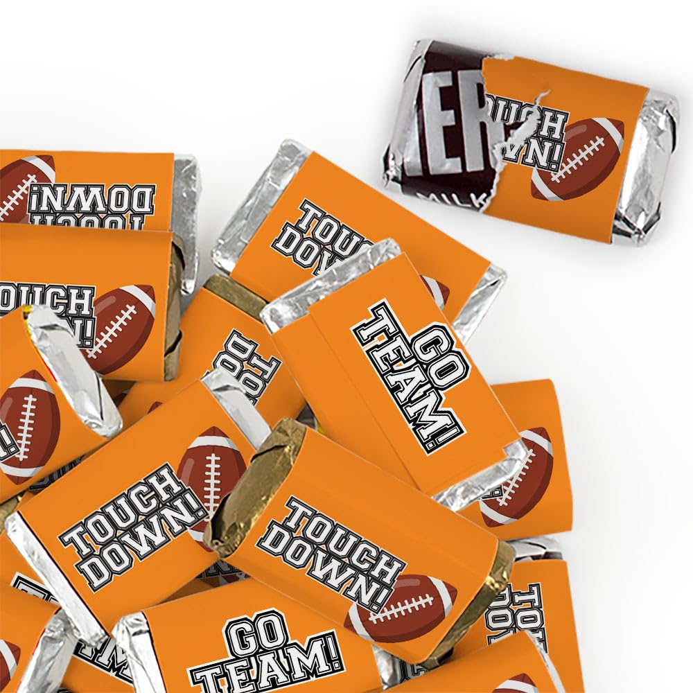 136 Pcs Orange Football Party Candy Favors Miniatures Chocolate - Touchdown
