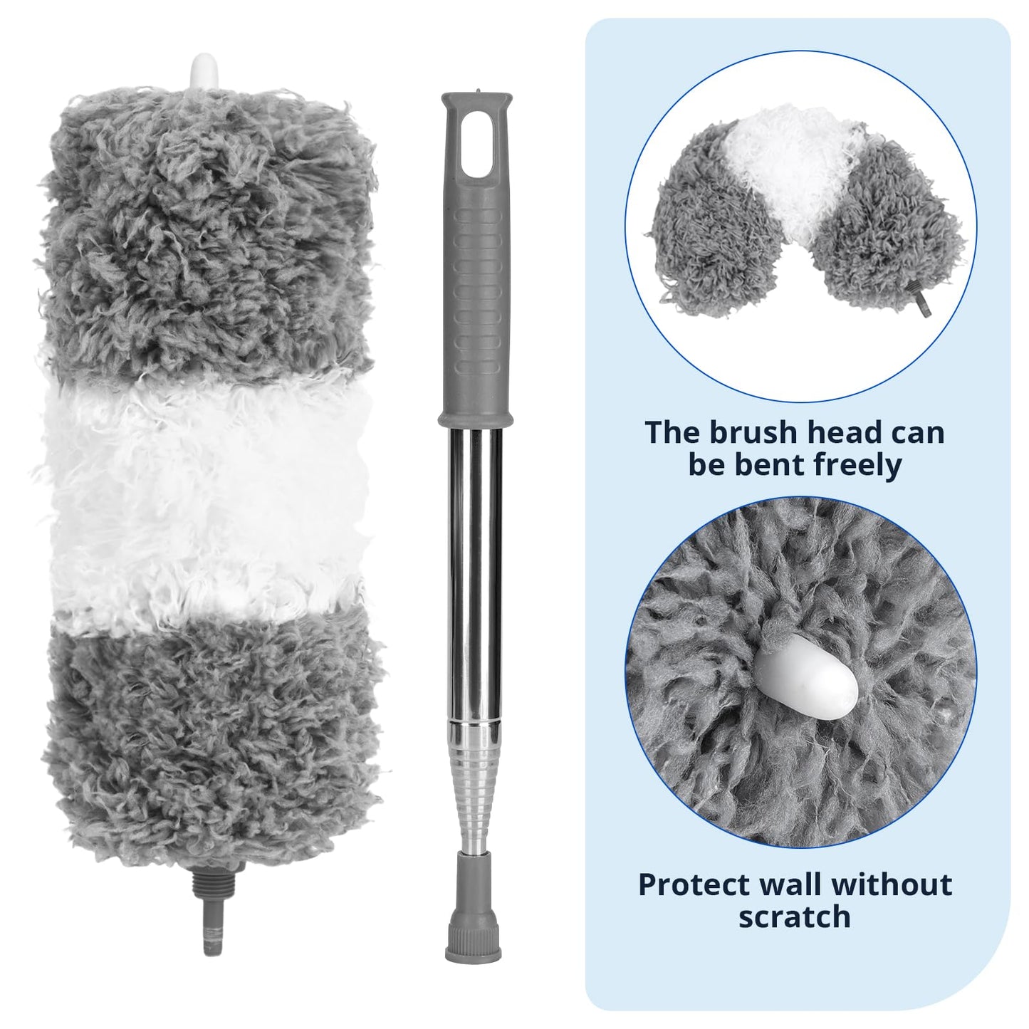 ZZ LAZYCOTTAGE Microfiber Feather Duster for High Reach, Lightweight Ceiling Fan Cleaner, 91.5" Telescopic Pole, Cobweb Duster with Extension Pole