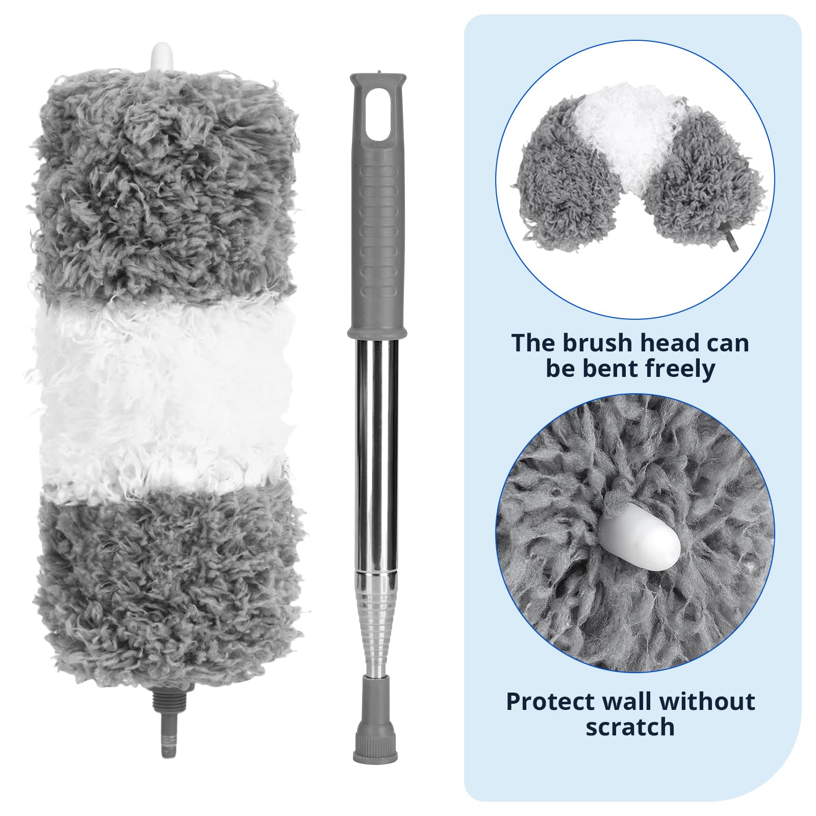 ZZ LAZYCOTTAGE Microfiber Feather Duster for High Reach, Lightweight Ceiling Fan Cleaner, 91.5" Telescopic Pole, Cobweb Duster with Extension Pole