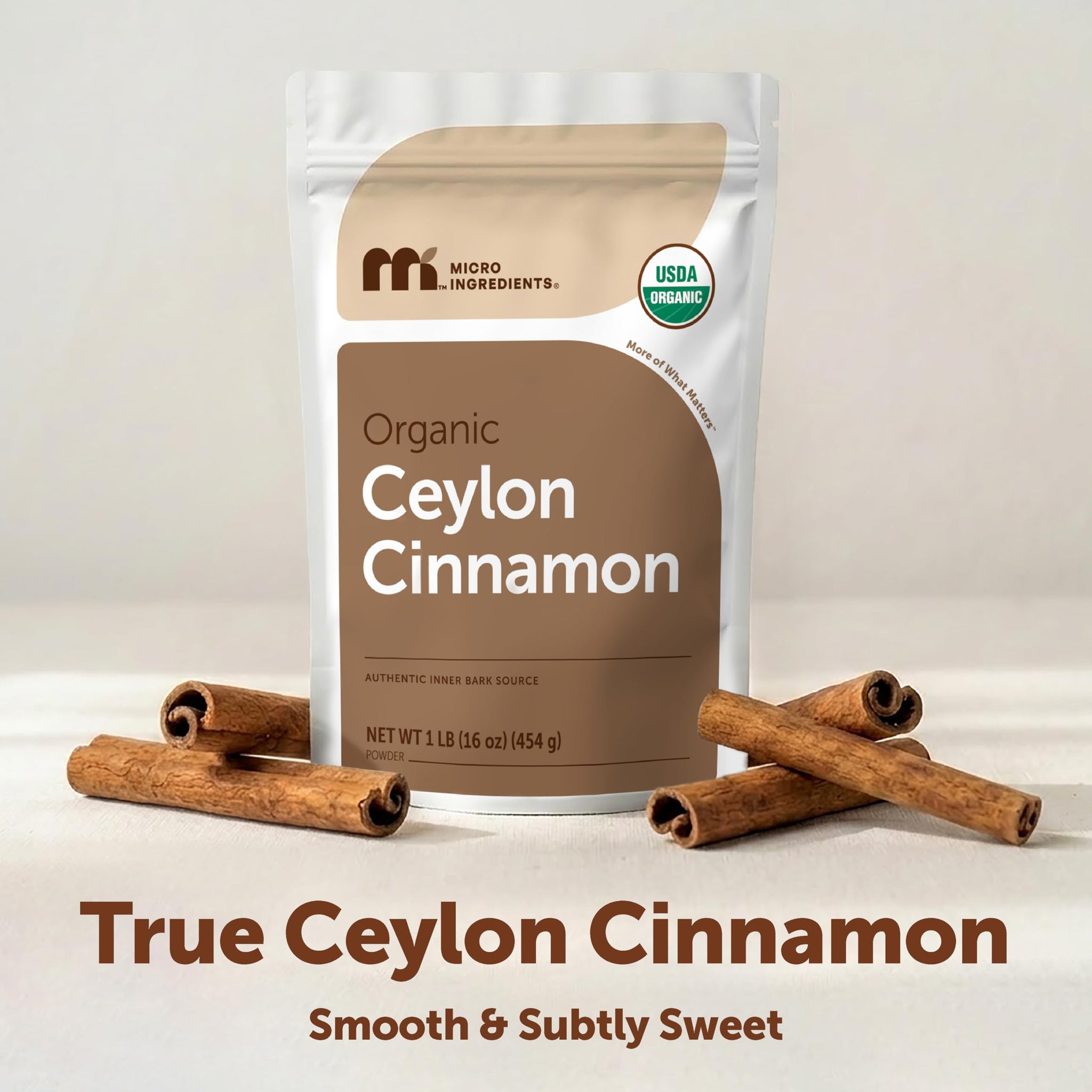Micro Ingredients Organic Ceylon Cinnamon Powder, 1 lb | Sri Lanka Source | True Cinnamon for Spice & Seasoning | Great for Baking, Cooking, & Drinks