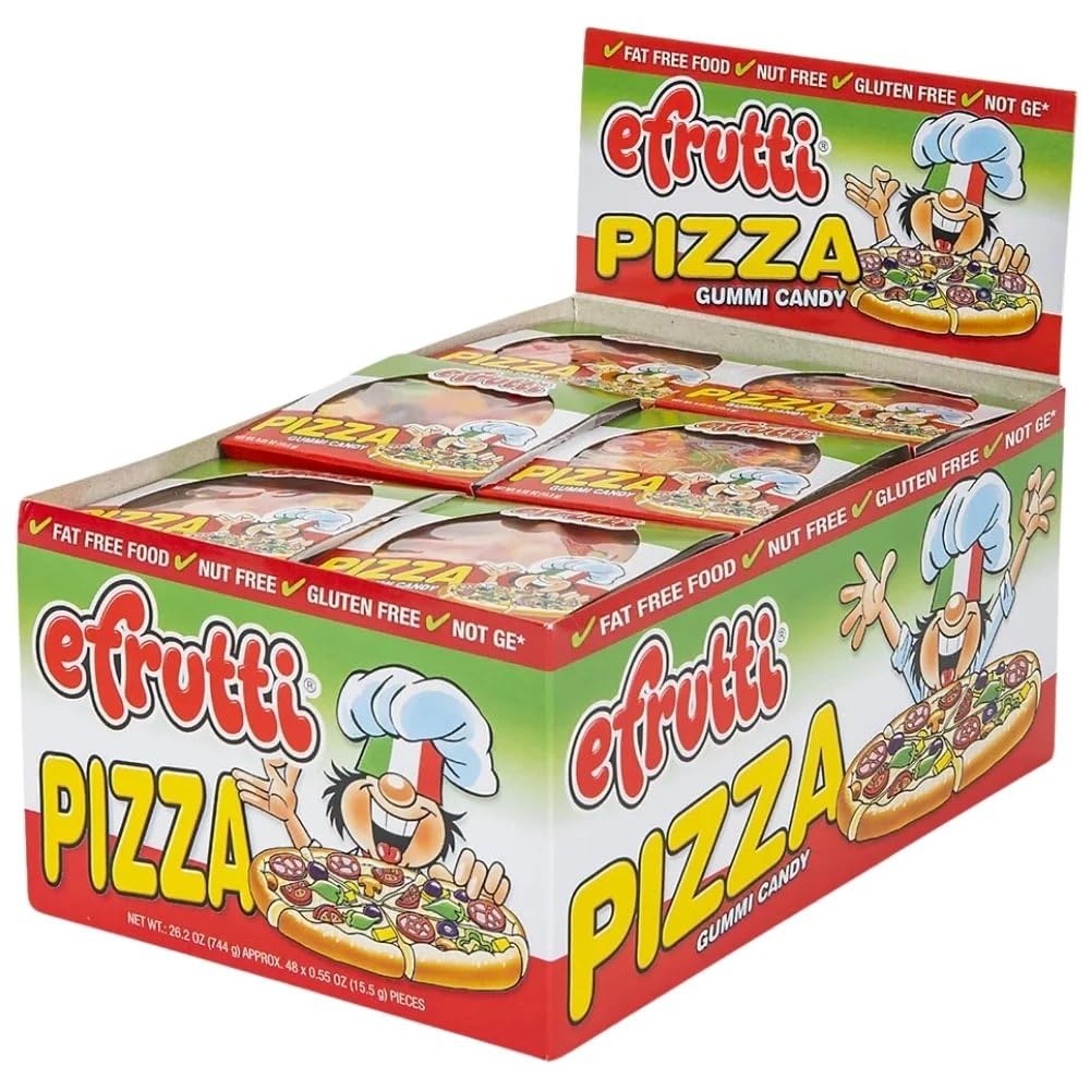 Gummi Pizzas - 0.55 oz (Pack of 48) - Individually Boxed 5-Slice Fruity Gummies Fat & Nut Free - Perfect for Parties, Treat Bags & Halloween Classroom