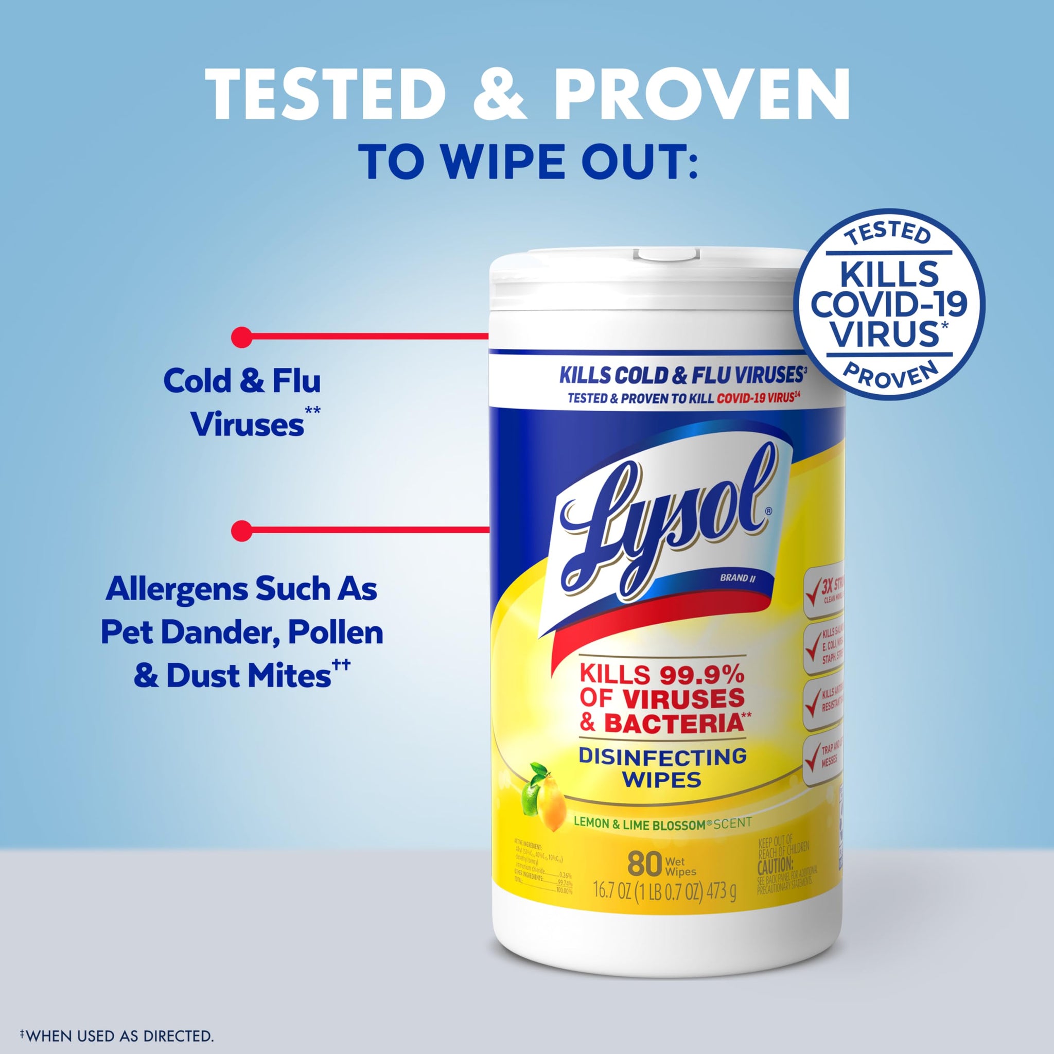 Lysol Disinfectant Wipes, Multi-Surface Antibacterial Cleaning Wipes, For Disinfecting and Cleaning, Lemon and Lime Blossom, Pack of 4