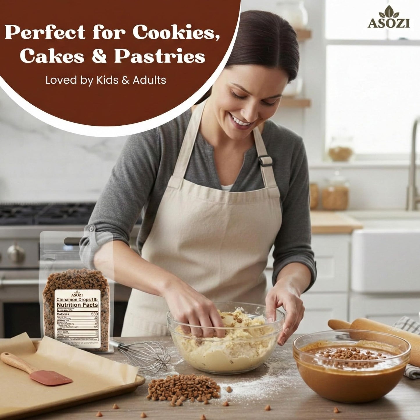 Cinnamon Chips for Baking 1lb- Cinnamon Flavored Drops for Baking, Small-Sized Baking Chips for Adding Warmth and Spice, Perfect Cinnamon Baking Chips for Confectionery Needs