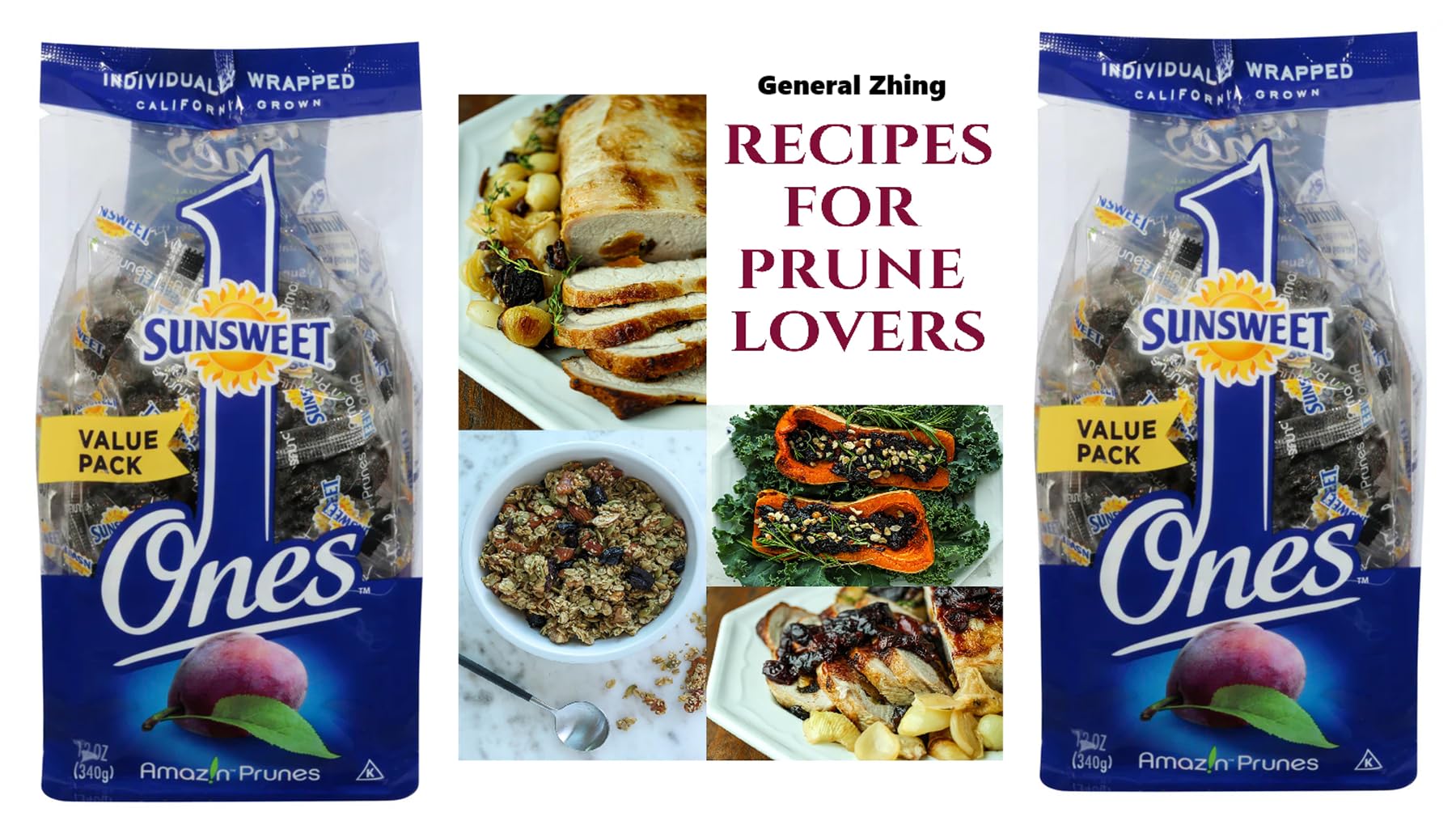 Sunsweet Ones Individual Pitted Prunes - 2 PACKS (12 oz each) of Individually Wrapped Dried Prunes PLUS Our Prune Recipe E-Book (Downloadable)