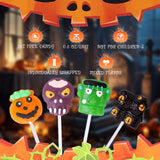 Halloween Lollipop Suckers Individually Wrapped Bulk - Spooky Candy Lollipops - Pumpkin, Green Monster, Zombie, Haunted House Candies for Kids