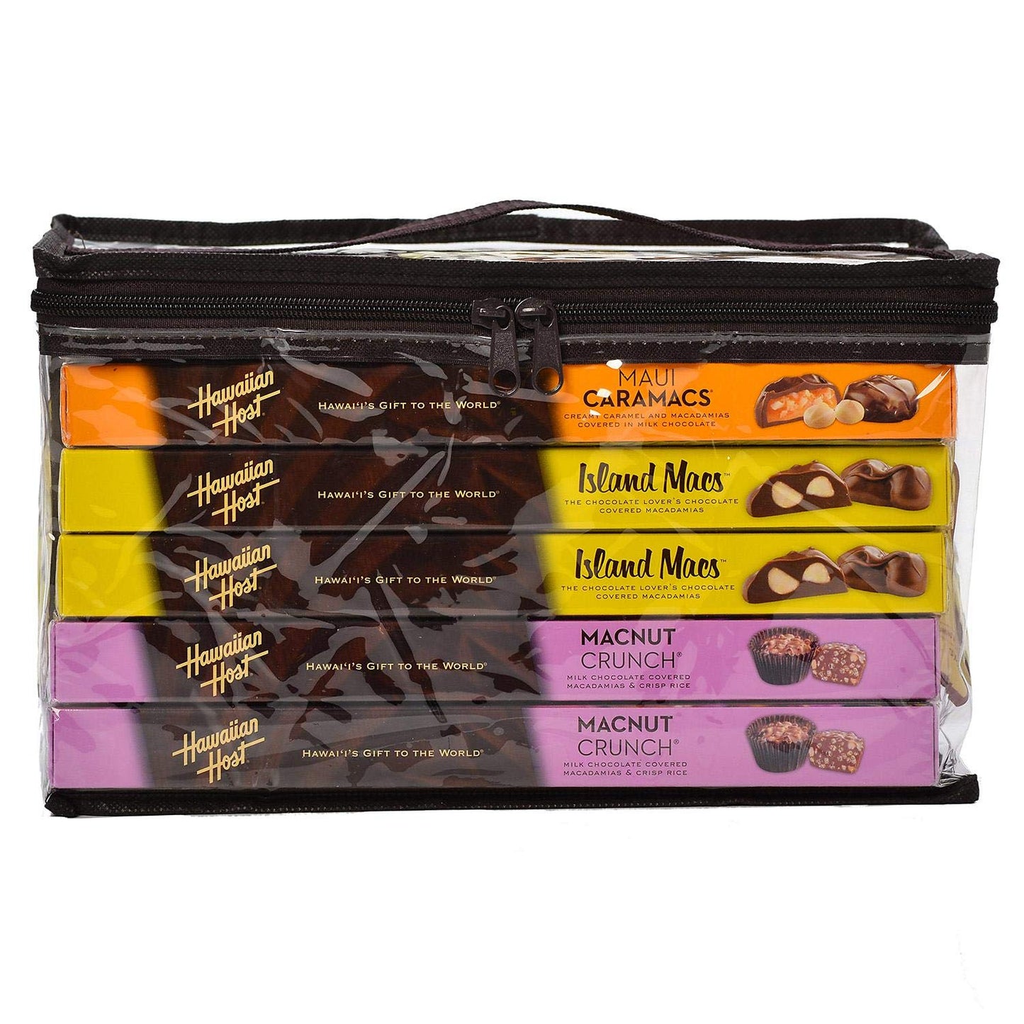 Hawaiian Host Chocolate Macadamia Assortment 6 Pack : 2 Maui Caramacs, 2 Island Macs, 2 MacNut Crunch