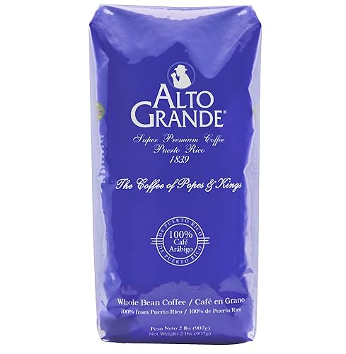 Alto Grande Super Premium Coffee Beans, Medium Dark Roast, Single Origin, Puerto Rico Arabica, Whole Bean, 2 Pound (Pack of 1)