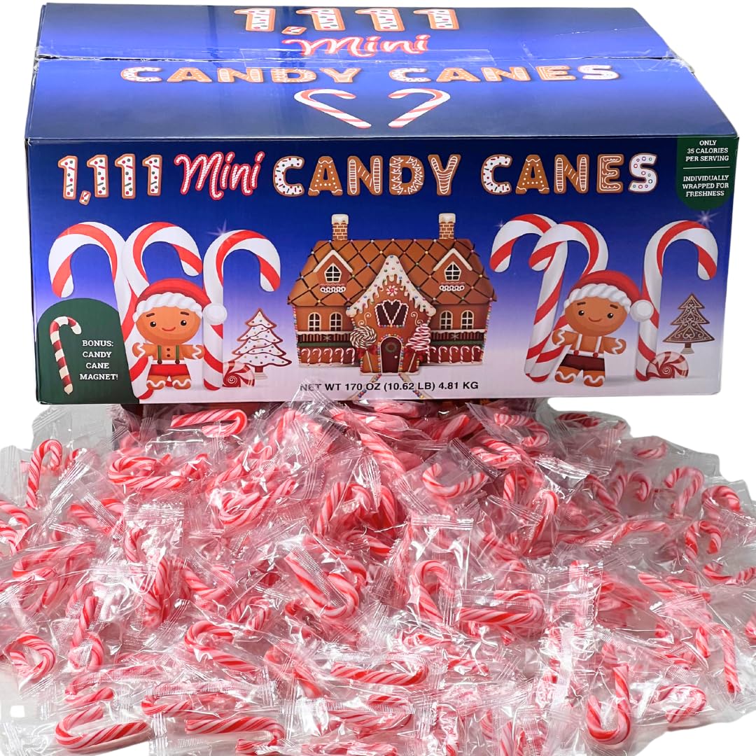 Individually Wrapped Mini Candy Canes, Premium Quality, Red & White Peppermint, Super Bulk Pack, Over 1,000 Pieces