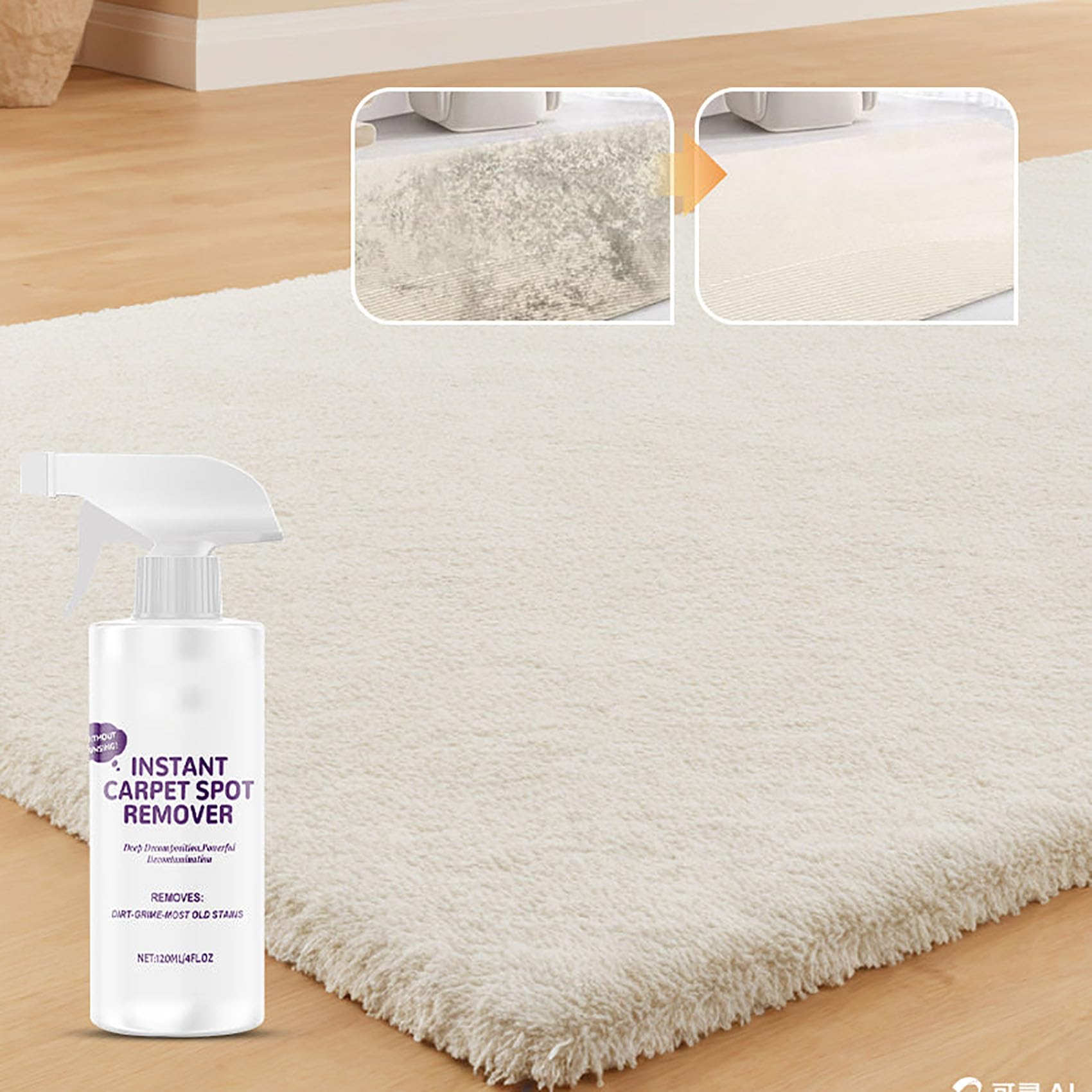Instant Carpet Spot Remover, Powerful Carpet Stain Remover Spray, Eliminates Pet Stains, Grease, Red Wine, Food, Makeup & More, Fast?drying, Restores