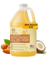 Dr. Jacobs Naturals Pure Castile Soap, 64 oz Value Size - Almond - Made in USA - All-in-One Plant-Based Multipurpose Cleaner for Floors, Counters