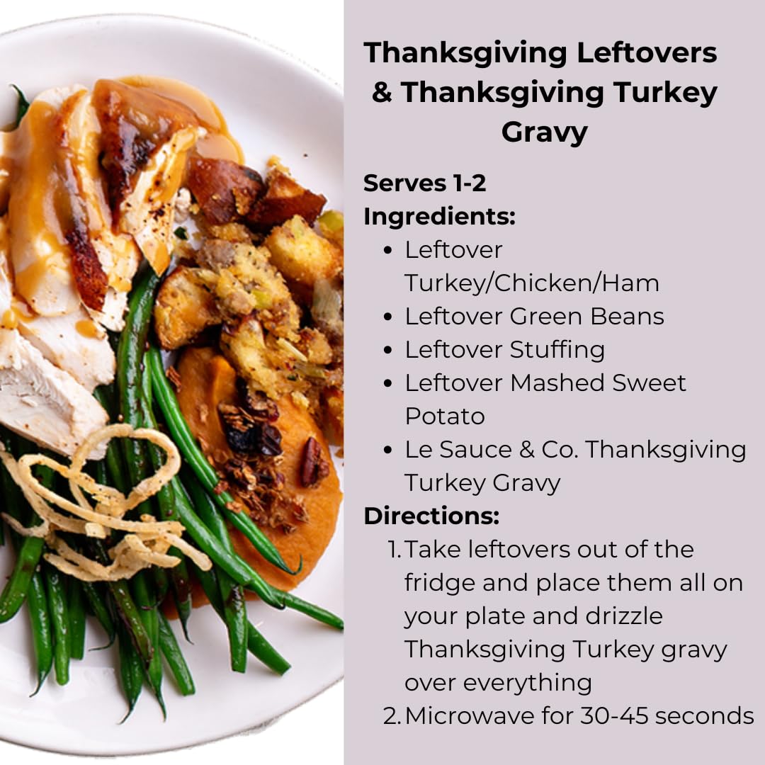 Le Sauce & Co. 4-serving Thanksgiving Turkey Gourmet Gravy(2-pack), Gluten Free Thanksgiving Family Dinner, Whole Turkey Breast, Mashed Potatoes