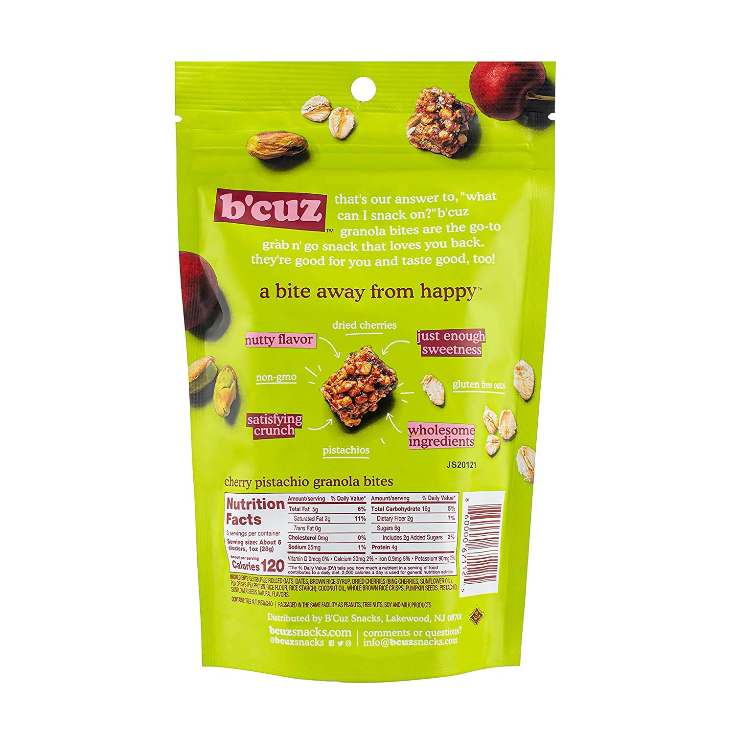 B'cuz Granola Bites 3-Bag Gluten Free Healthy Snacks for adults, Healthy Granola Gluten Free Snack - Kosher Snacks for Kids, Vegan Snack - 3 oz