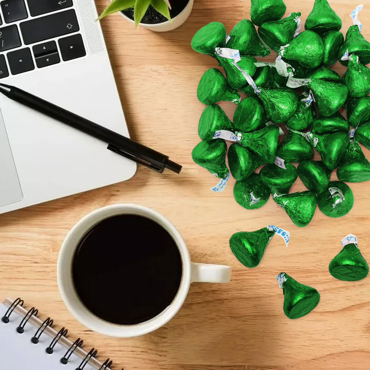 Milk Chocolate Candy in Green Foil - 1 Pound Bulk Bag Halloween Candy Individually Wrapped Classic Chocolate Drops for St. Patrick’s Day, Holidays