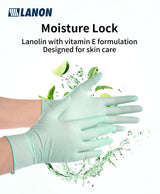 LANON 5 mil Vitamin-E Coated Latex Disposable Gloves, Food-Contact Grade, Fully Textured, Green, Medium