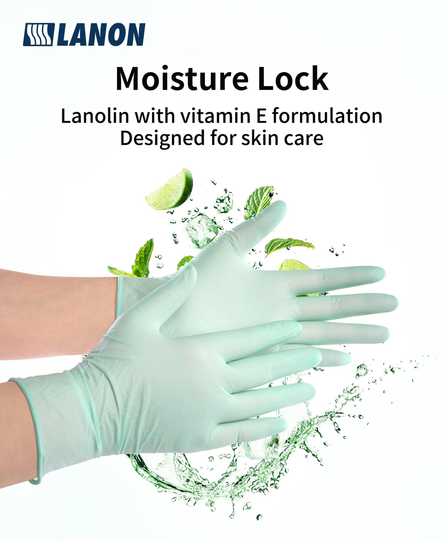 LANON 5 mil Vitamin-E Coated Latex Disposable Gloves, Food-Contact Grade, Fully Textured, Green, Small