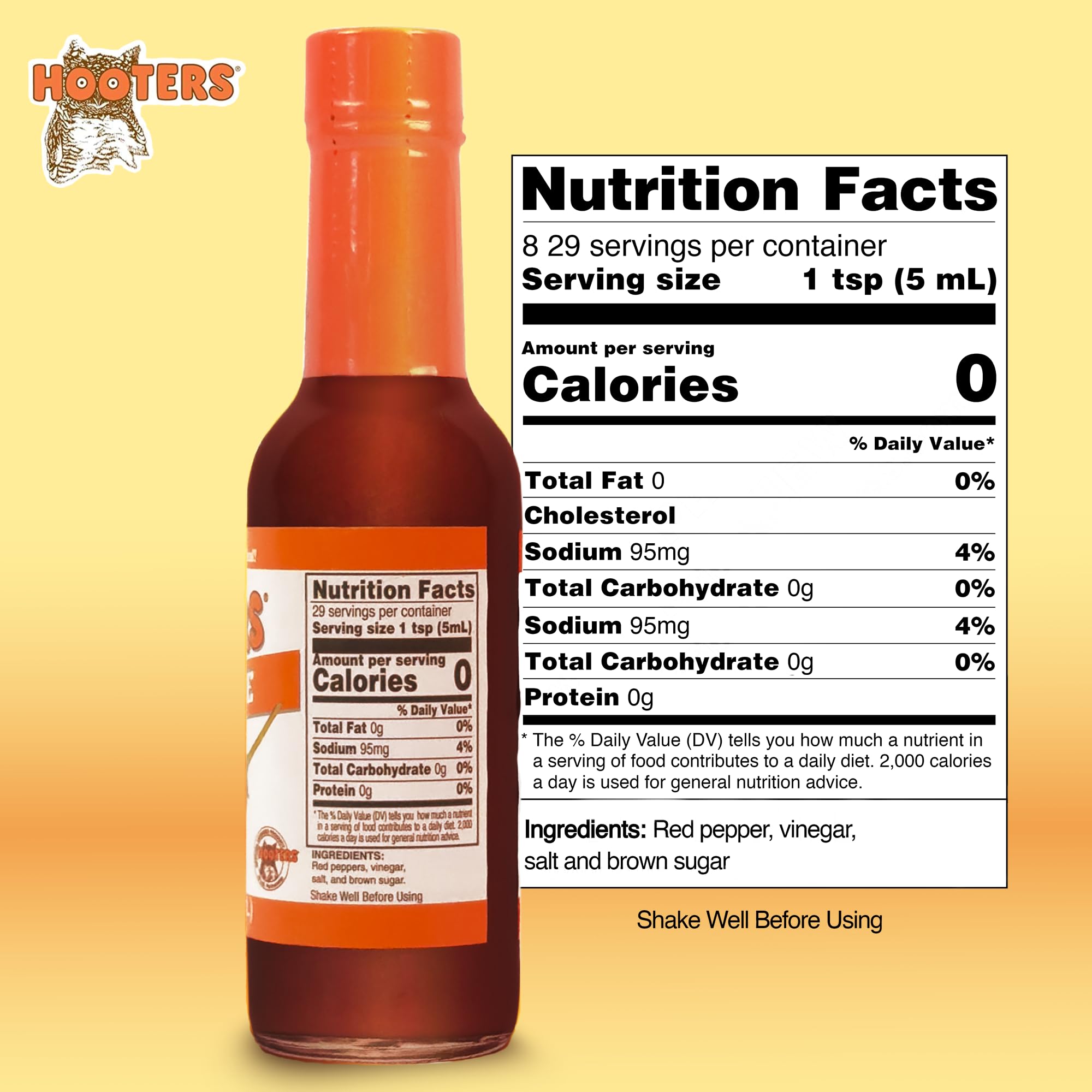 The Original Hooters Hot Sauce - Balanced Taste with Aged Red Peppers, Mild Spicy for Spreads, Crackers, Eggs or as Buffalo Wing Sauce, Easy Use Small