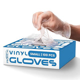 ProHeal Vinyl Disposable Gloves Small - 100 Clear Food Safe Cooking and Household Cleaning Gloves - Powder Free and Latex Free Kitchen Glove for Meal