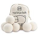 S&T INC. XL New Zealand Wool Dryer Balls, Fabric Softener for Laundry, Natural White, 2.9 in, 6 Pack