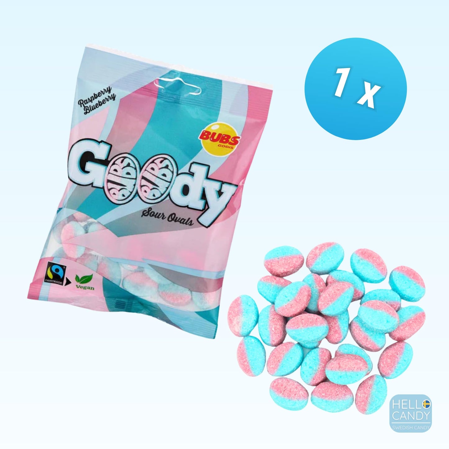 HELLO CANDY Swedish Mini BUBS Mix, Assorted Sweet & Sour Flavors, 1 lb Bag - Soft Fruit Chews, Scandinavian Sweets for Kids & Adults