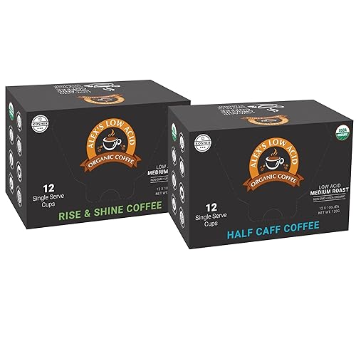 Alex's Low Acid Organic Coffee Breakfast + Lunch Single-Serve Pods Variety Pack