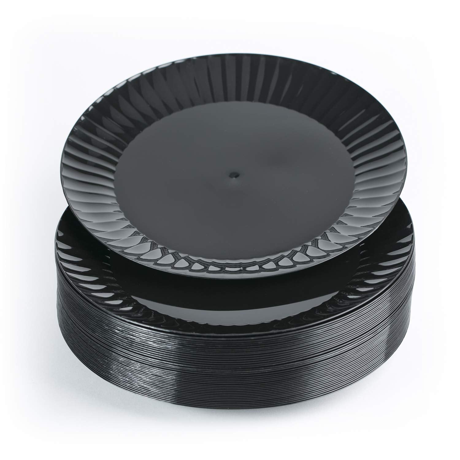Party Essentials Deluxe Quality Hard Plastic 40 Count Party/Dinner Plates, 10-1/4-Inch, Black