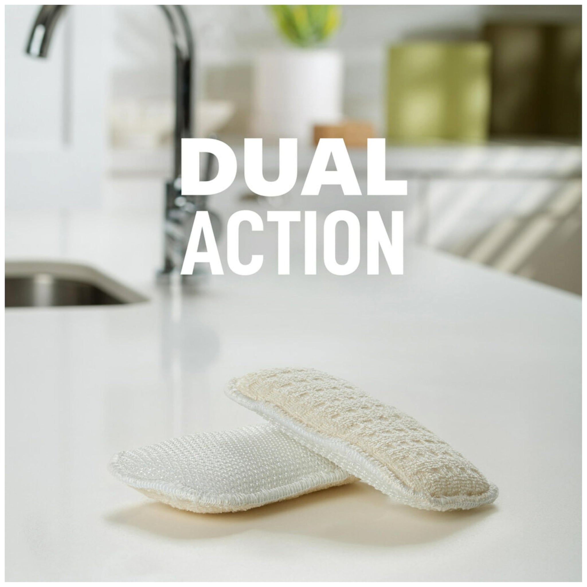 Scotch-Brite Greener Clean Dual Action Scrub & Wipe, 2 Flexible Dish Cloths for Washing Dishes and Kitchen, Safe on Nonstick Pots and Pans, Glassware