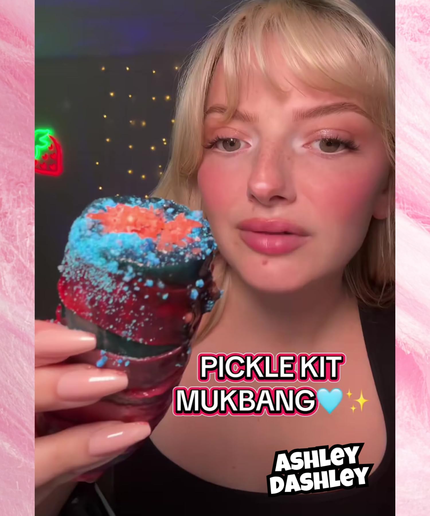 Cotton Candy Pickle Kit (PINK)-Tiktok Candy Gift Pouch (13 Pcs)-Gifts For Teens, Kids From Tiktok w Fruit Roll ups, skwinkles salsagheti Mexican candy