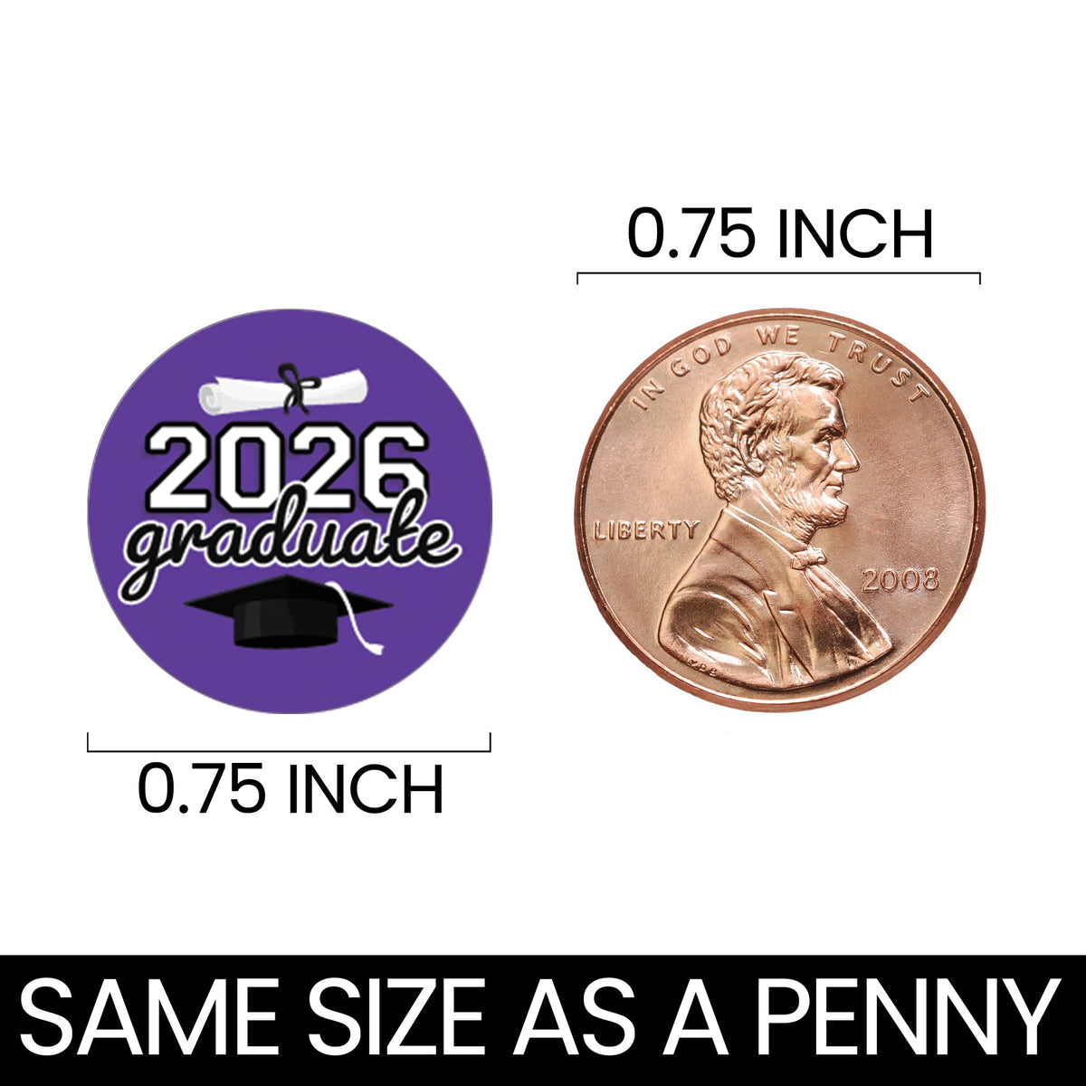 DISTINCTIVS Class of 2026 Graduation Candy Stickers for Chocolate Drops, Purple Grad Party Favors - 216 Count