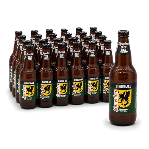 Sprecher Ginger Ale in 16 fl oz Glass Bottles (24 Pack), Fire Brewed Craft Glinger Soda with Real Honey, Crisp Natural Ginger Flavor, Naturally
