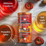 The Republic of Tea - Harvest Stackable Tea Tin, 36 Tea Bags, Hibiscus Cranberry Herb, Hot Apple Cider Herb, and Pumpkin Spice Black, Gluten Free