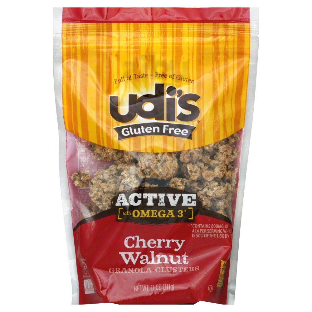 Udi's Gluten Free - Active w/ Omega 3, Cherry Walnut Granola Clusters, Buy SIX Bags and SAVE, Each Bag is 11 Oz (Pack of 6)