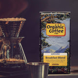 Organic Coffee Co. Breakfast Blend Ground Coffee 12 Ounce Medium Light Roast USDA Organic