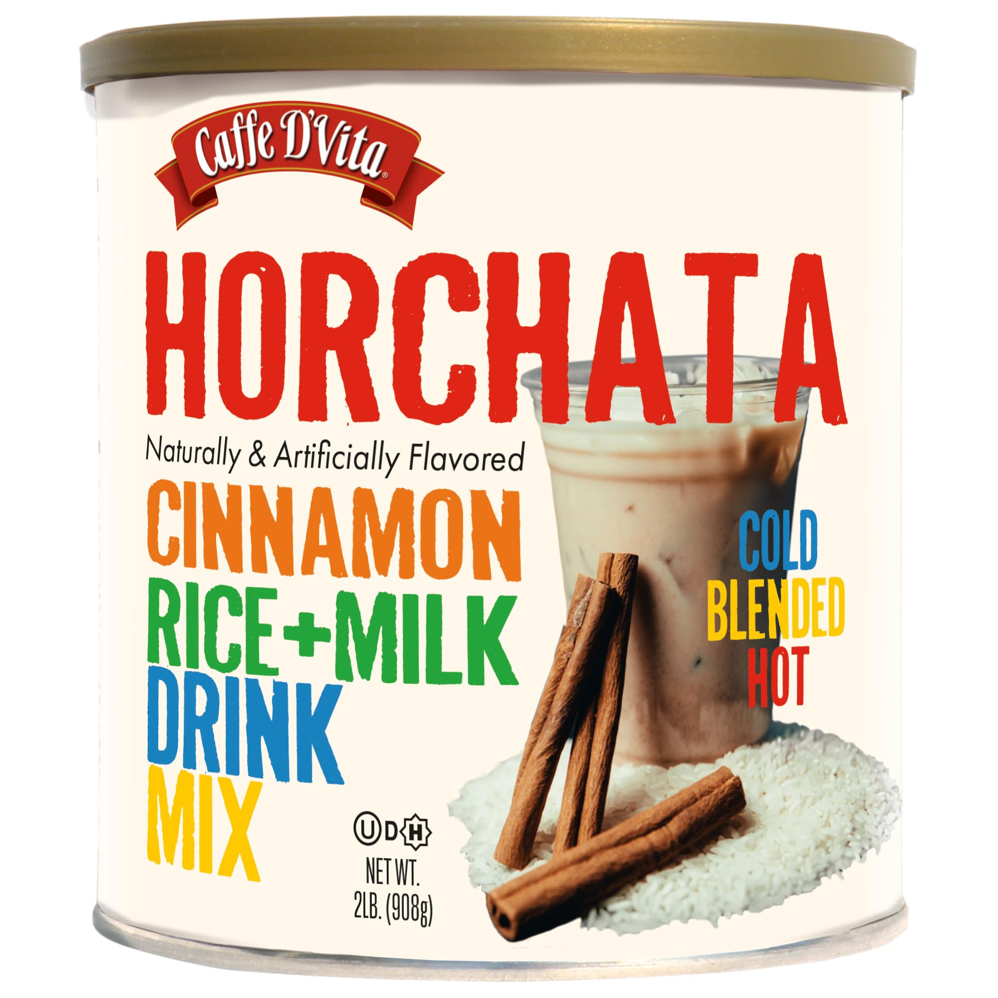 Caffe D'Vita Horchata Drink Mix - Instant Horchata Powder Mix, Gluten Free, No Cholesterol, No Hydrogenated Oils, No Trans Fat, Kosher-Dairy, Can be