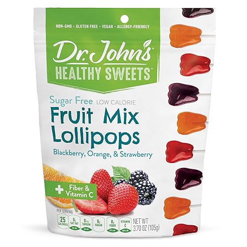Dr. John’s Sugar Free Candy, Healthy Lollipops with Zero Sugar, Low Calorie Snacks, Keto Friendly Hard Candy Sweets, Mixed Fruit, 14 Count, 3.7 OZ